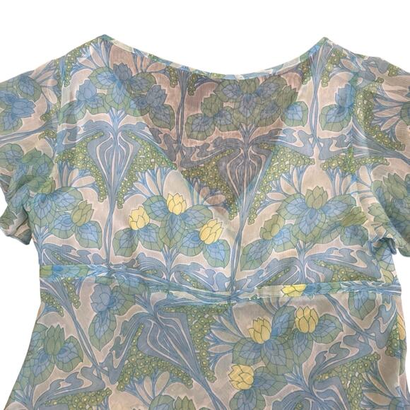 H&M Vtg Y2K Coquette Fairy Babydoll Top w Tie Sheer Flutter Sleeves Flowy Hem - Picture 14 of 16